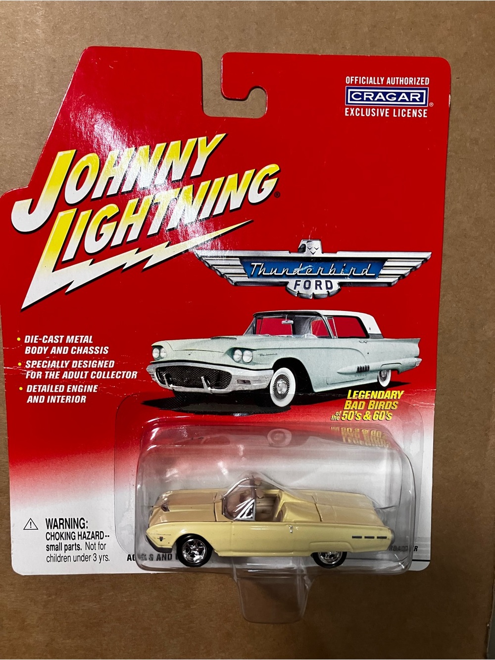 Ford Johnny Lightning Die-Cast Convertible - Cream and Red Packaging